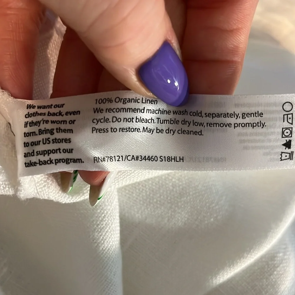 Eileen Fisher Wide Leg Pants Organic Linen Cropped White Size 12 - Picture 11 of 12